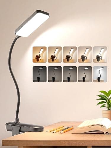 Image of ReinHoo Reading Light,9 Brightness+5 Colors Clip on Light,4000mAh Battery Lights,450 Lumen 48 LED Desk Lamp Desk Light,Rechargeable Table Lamp,Cordless Reading Lamp,Reading Lights for Books in Bed
