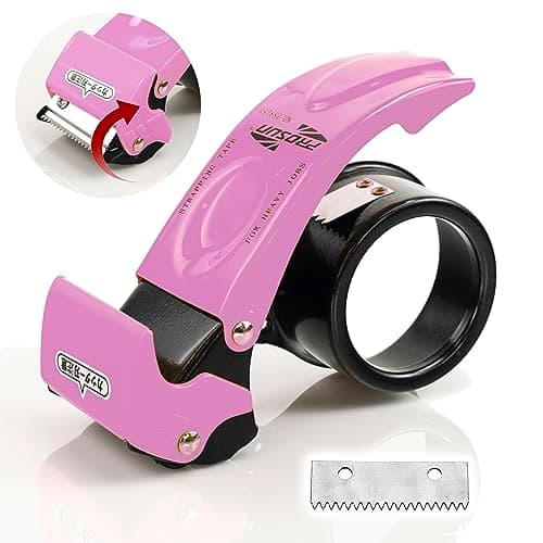 Image of PROSUN Blade Safety Pink Cover 2 Inch Professional Packing Tape Dispenser Packaging Metal Handheld Tape Gun Sealing Cutter