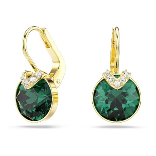 Image of Swarovski Bella V Drop Earrings, Green Round-Cut Crystals in a Gold-Tone Finished Setting, Part of the Swarovski Bella Collection
