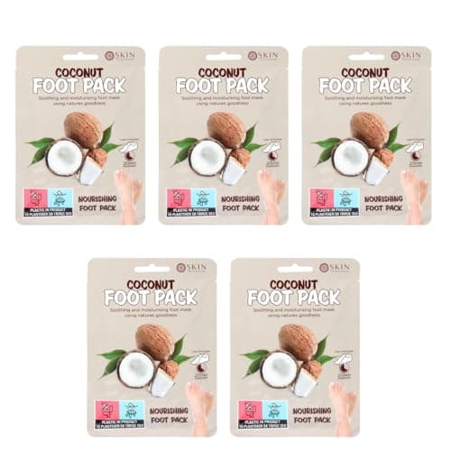 Image of Skiin Techniques Coconut Foot Pack - A Soothing And Moisturising Foot Mask Using Nature's Goodness - Pack of 5