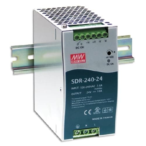 Image of MEAN WELL SDR-240-24 AC to DC DIN-Rail Power Supply, 24V, 10 Amp, 240W, 1.5"