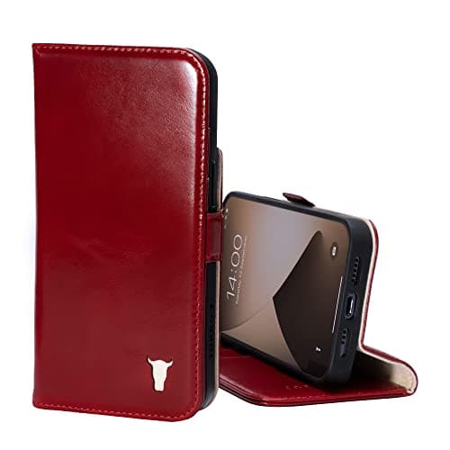 Image of TORRO Case Compatible with iPhone 13 – Premium Leather Wallet Case with Kickstand and Card Slots (Red)