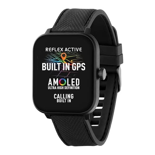 Image of Reflex Active Series 44 Amoled Smart Watch for Men Women with Built-in GPS, IP68 Waterproof, Sports Modes, Step Counter, Sleep Monitor, Dual-time Display and Black Silicone Strap for IOS Android