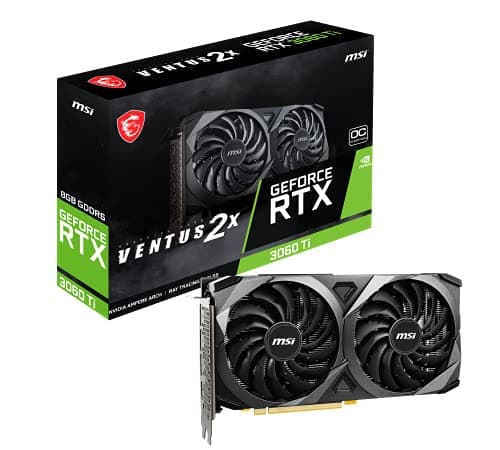 Image of MSI Gaming GeForce RTX 3060 Ti LHR 8GB GDRR6 256-Bit HDMI/DP Nvlink Torx Fan 3 Ampere Architecture OC Graphics Card (RTX 3060 Ti Ventus 2X 8G OCV1 LHR) (Renewed)