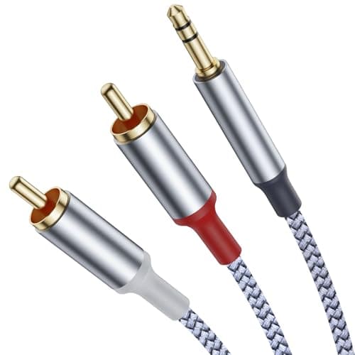 Image of Ticenpe RCA to 3.5mm Cable 1M Phono to 3.5mm Jack Stereo Red and White Audio Cable, RCA to AUX Compatible with Hi-Fi Amplifier Speaker DJ Controller Turntable TV Car Stereo Phone