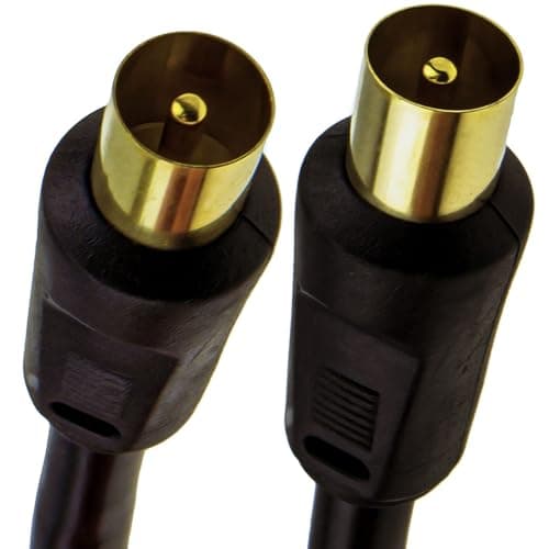 Image of kenable RF Coaxial Cable RG6 TV Aerial Lead Male to Male Plug Gold Plated Connectors Shielded 75 Ohm Freeview HD Black 1m