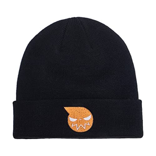 Image of VEECOOCOS Anime Knitted Hat Embroidered Beanie Cap Cosplay Hat Unisex, Black, One size