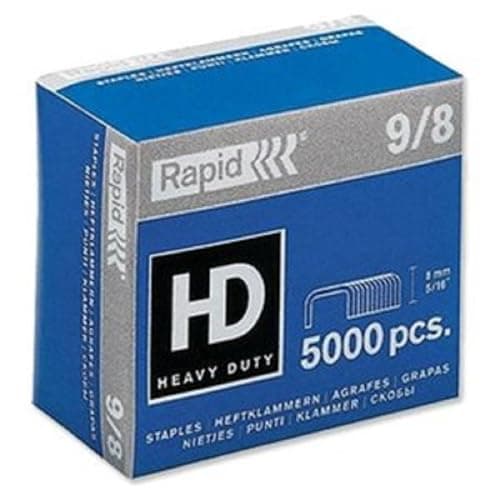 Image of Rapid 9/8mm Super Strong Staples, For Stapling 10-40 Sheets, Use with Heavy Duty Staplers, Galvanised Wire, Box of 5000, 24871000