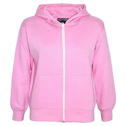 Image of A2Z 4 Kids Plain Full Zip Hoodie for Girls & Boys Long Sleeve - Zipper Baby Pink 7-8