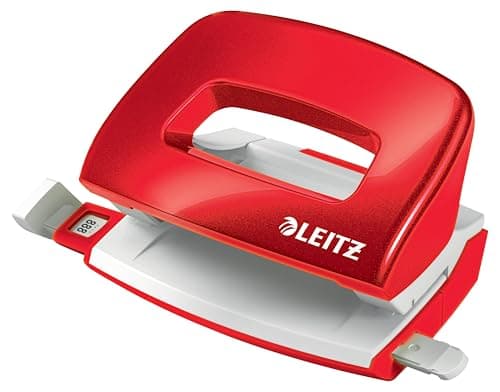 Image of Leitz NeXXt WOW Mini Hole Punch, Capacity for 10 Sheets, Hole Punch with Format Markings, Metal, Red, 50601026