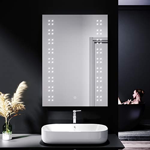 Image of ELEGANT 500 x 700mm LED Illuminated Bathroom Mirror with Shaver Socket Demister Pad Wall Mounted Single Touch Sensor IP44 Smart Modern Bathroom Vanity Mirror
