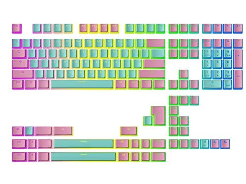 Image of Ranked Pudding v2 PBT Keycaps | 145 Double Shot Translucent ANSI US & ISO Layout | OEM Profile for Full Size, TKL, 75%, 65% and 60% RGB Mechanical Gaming Keyboard (Miami)