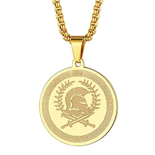 Image of chengxun Symbol of the Ancient Greek God of War - Ares Necklace for Men Women Greek War Memorial Charm Pendant Neck Chain Amulet Talisman Jewelry Gift (095G)