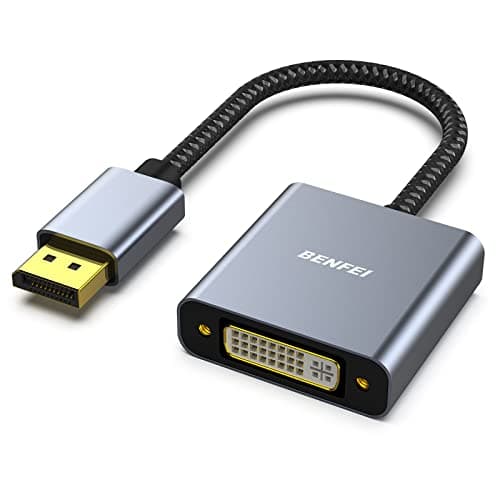 Image of BENFEI DisplayPort to DVI Adapter, DisplayPort to DVI-D Male to Female Adapter Compatible for Lenovo Dell HP and More[Gold-Plated Connectors, Aluminium Shell&Nylon Cable]