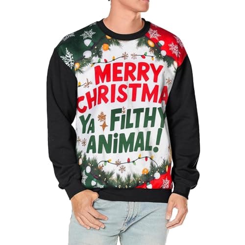 Image of A2Z Mens Women Jumper Merry Christmas Ya Filthy Animal Jumper Comfortable - Jumper Ya Filthy 775 Black 4XL