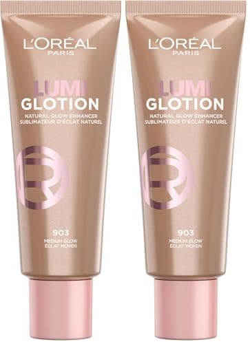 Image of L'Oréal Paris Glow Enhancer, 24h Hydration with Shea Butter and Glycerin, Paradise Lumi Glotion, Shade 903: Medium Glow, 40 ml (Pack of 2)