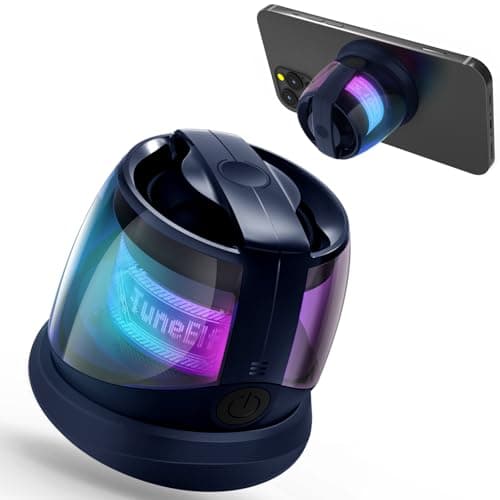Image of EDUPLINK Mini Magnetic Bluetooth Speaker with RGB Lights, TWS Stereo, IPX4 Waterproof, 10 Hours Playtime, Pocket Size, Magnetic Holder for iPhone, Android (Blue)