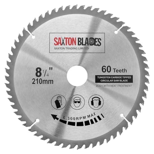 Image of Saxton TCT Circular Wood Saw Blade 210mm x 30mm x 60T for Festool Bosch Makita Dewalt fits 216mm saws