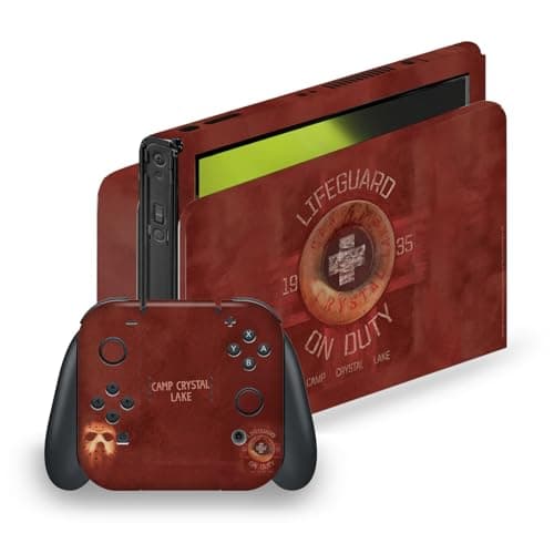 Image of Head Case Designs Officially Licensed Friday the 13th 2009 Camp Crystal Lake Graphics Vinyl Sticker Gaming Skin Decal Cover Compatible With Nintendo Switch OLED Bundle