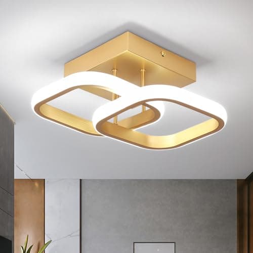 Image of EIDISUNY Modern Ceiling Light LED 22W Elegant Square Ceiling Lamp Cool White 6000K Gold LED Ceiling Lights Fixture for Hallway Office Bedroom Kitchen Living Room Bedroom Dining Room - 22W Gold