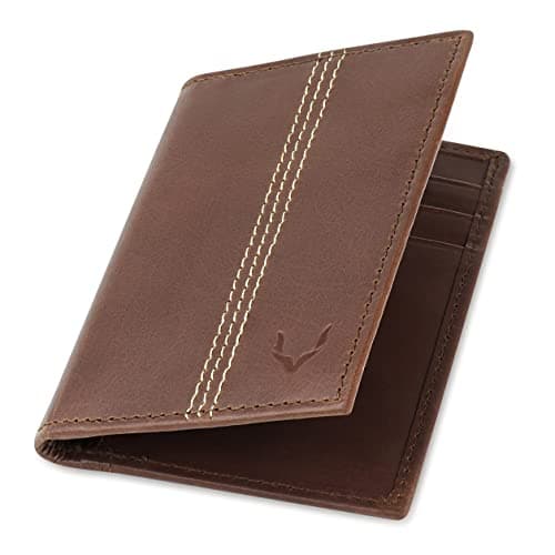 Image of PELLE TORO Minifold Leather Credit Card Holder Wallet for Men, Thin RFID Blocking Contactless Card Protector, Handmade Minimalist Slim Mens Card Wallet in Mens Gift Box, Brown Wallet
