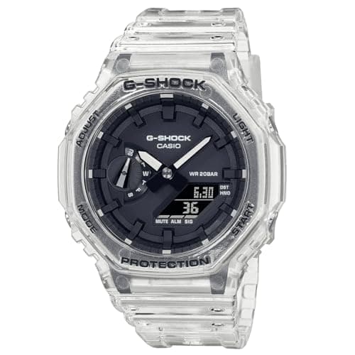 Image of Casio Gents 48.00mm Quartz Watch with Black Digital dial and Clear Plastic/Resin Bracelet Strap GA-2100SKE-7AER