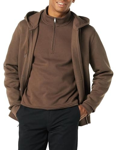 Image of Amazon Essentials Men's Full-Zip Fleece Hoodie (Available in Big & Tall), Medium Brown, L