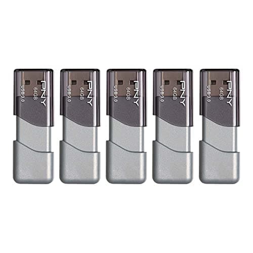 Image of PNY 64GB Turbo Attaché 3 USB 3.0 Flash Drive, Silver (Pack of 5)