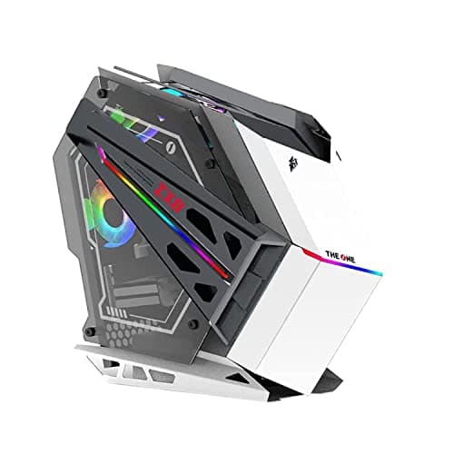 Image of 1st Player ZX8 Mid Tower Open Frame Case - Double-Sided Tempered Glass - ARGB Lighting Strips x 3 and 1 x ARGB Fan