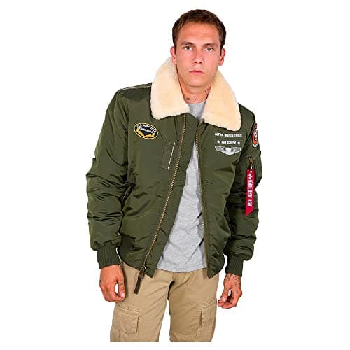 Image of Alpha Industries Men's Injector III Air Force Bomber Jacket, Dark Green, XXL