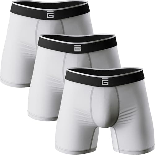 Image of Giovici Mens Boxers Bamboo Anti Chafing Soft Comfortable Boxer Briefs Longer Leg - Boxer Shorts Multipack - Moisture Wicking Technology (3 Pack, White, XL)