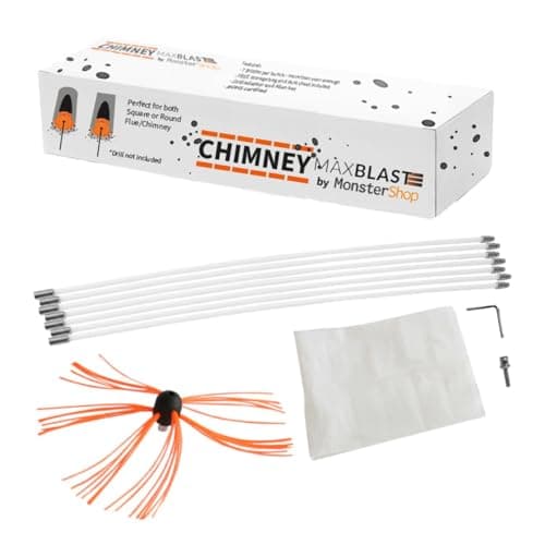 Image of Chimney Cleaner Kit Drill Powered Sweeping Brush Rotary Cleaner Brush 7 Metre Fireplace Wood Burner Flue Reinforced Nylon Flexible Rods Free Dust Sheet & Storage Bag, Drill Adapter & Allen Key