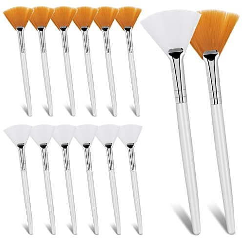 Image of Sibba 14 Pcs Facial brushes, Fan Brushes, Acid Applicator Brush, Makeup Brush with Clear Plastic Handle Cosmetic Applying tools for Mud Face Cream (14Pcs)