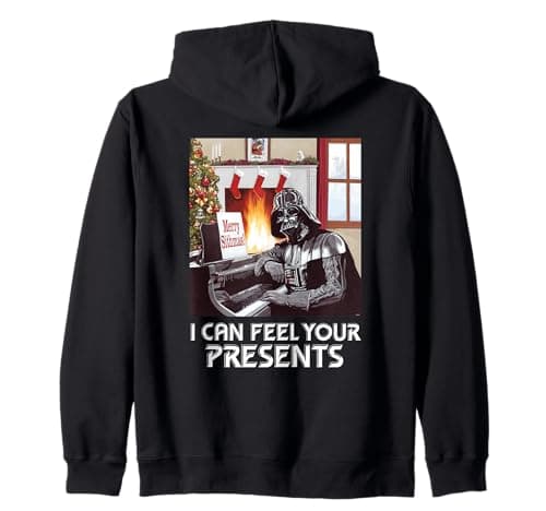 Image of Star Wars Christmas Darth Vader "I Can Feel Your Presents" Zip Hoodie