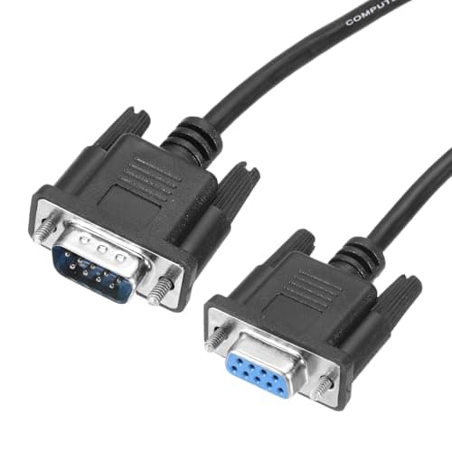 Image of sourcing map 3.3 ft DB9 RS232 Serial Cable, Straight Through RS-232 Male to Female 9 Pin Extension Cable for Data Communication, Black
