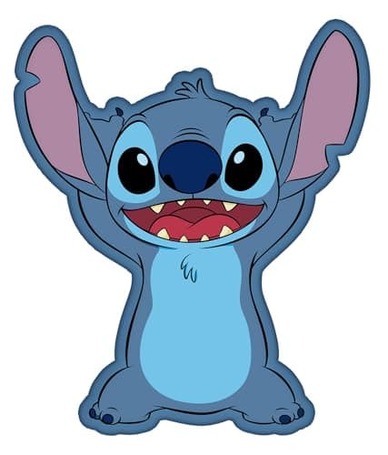 Image of Jerry Fabrics Disney Stitch Shaped Cushion – Blue 34x28cm – Soft Plush 3D Decorative Pillow – Official Lilo & Stitch Merchandise – 100% Polyester Kids Bedroom Decor Gift