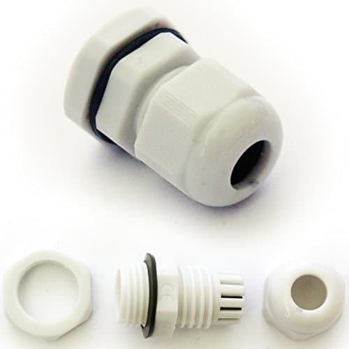 Image of 5x M12 3mm-6.5mm Grey Cable Gland–IP68 Waterproof Compression Connector Lock Nut