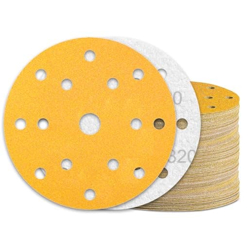 Image of KONGMING 60 Pcs 150mm Sanding Discs Grit 320 Hook and Loop 15 Hole for Random Orbital Sander