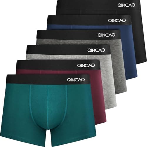 Image of QINCAO Boxer Shorts Mens 6 Pack, No Itchy Labels, Cotton Underwear Retro Trunks, Underwear Gift Set