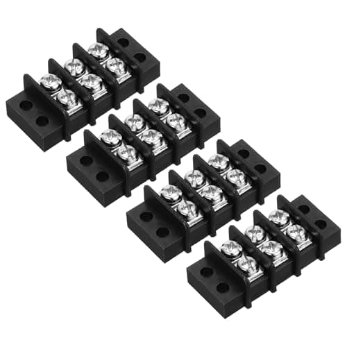 Image of sourcing map 4 Pcs 3 Positions Terminal Block 300V 20A 9.5mm Pitch Dual Rows 3 Circuits DIN Row Screw Terminals Strip