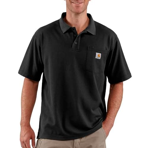 Image of Carhartt Men's Loose Fit Midweight Short-Sleeve Pocket Polo, Black, XL