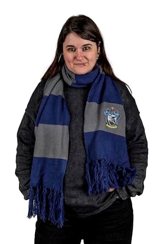 Image of Harry Potter Ravenclaw Scarf - Bold Striped Knitted House Design - Boxed Wizarding World Merchandise - HP Gifts for Men Women Adults Kids
