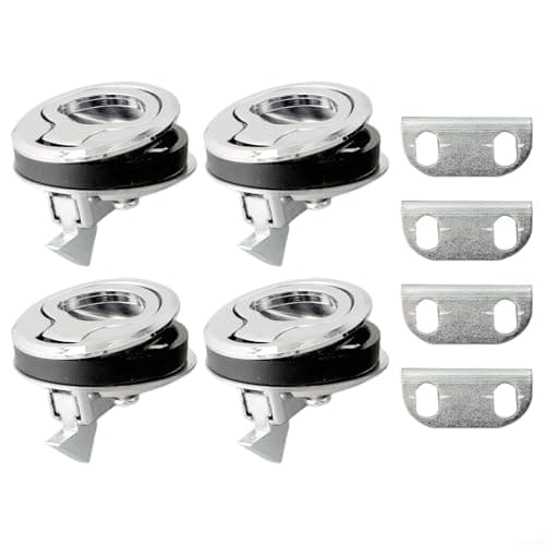 Image of Gdfnmogo Marine Hatch Latch, Boat Flush Mount Lock, Lasting Alloy Construction, 45mm Polished Flush Pull For Slam Latch for Marine Boats, RVs, Shower Rooms(2PCS)