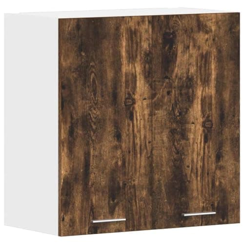 Image of vidaXL Hanging Cabinet in Smoked Oak Engineered Wood - Easy-to-Clean Kitchen Storage with Doors and Ample Space, Easy Assembly Required