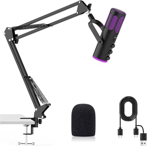 Image of Ortizan USB Gaming Microphone, Condenser Microphones for PC, PS4/5 and Mac, Noise Cancellation podcast microphone with Mute, Reverb, Monitoring, Adjustable Arm, Filter for Streaming/Recording/YouTube