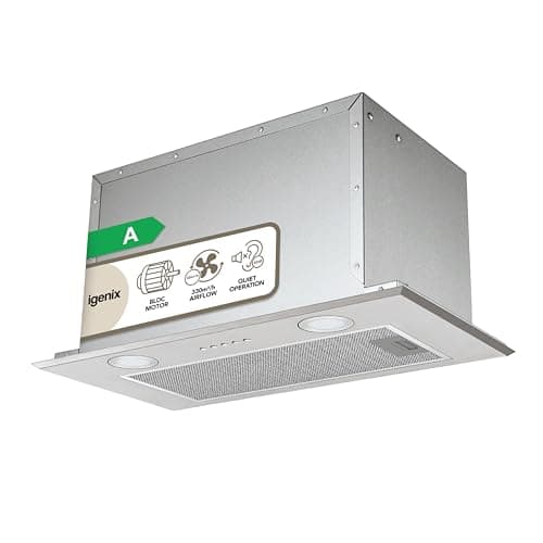Image of Igenix IGCH00029SS, 52cm Canopy Cooker Hood Stainless Steel, 37W, Energy Rating A, 317 m³/h Extraction, 3 Speeds, LED Light Built-In, Kitchen Extractor Fan