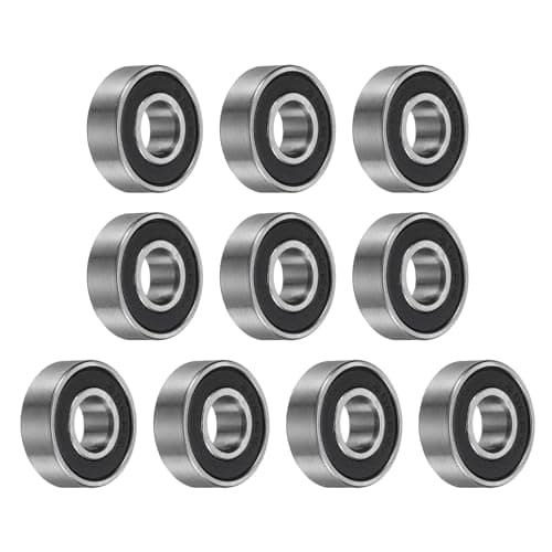 Image of sourcing map 10pcs 696-2RS Bearing 6x15x5mm, Chrome Steel Double Rubber Seals Miniature Bearing, Lubricated Deep Groove Ball Bearings, P6 (ABEC 3)