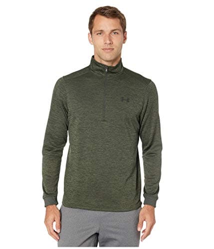 Image of Under Armour Armour Fleece 1/2 Zip, Elasticated and Breathable Long Sleeve Fleece, Comfortable Half Zip Running Top Men, Green (Baroque Green/Black (310)), XL