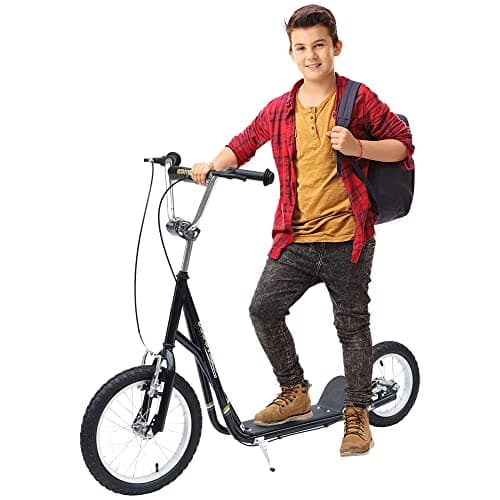Image of HOMCOM Adult Teen Push Scooter Kids Children Stunt Scooter Bike Bicycle Ride On Alloy Wheel Pneumatic Tyres (Black)