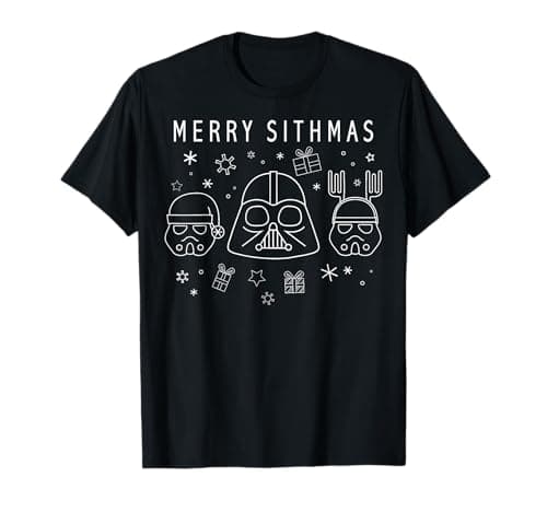Image of Star Wars Christmas Merry Sithmas Line Art T-Shirt
